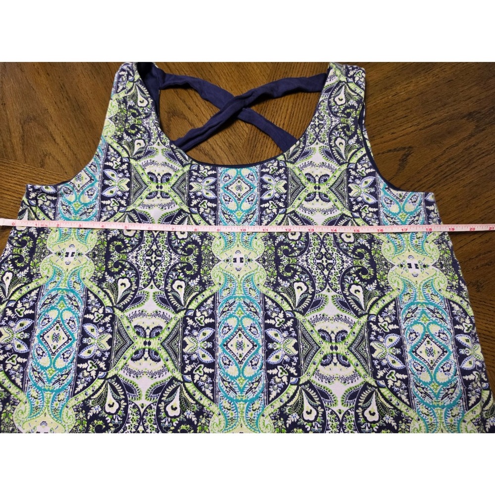 Kate & Sam Paisley Layered Crisscross Back Sleeveless Dress Navy Green PL - Picture 6 of 7